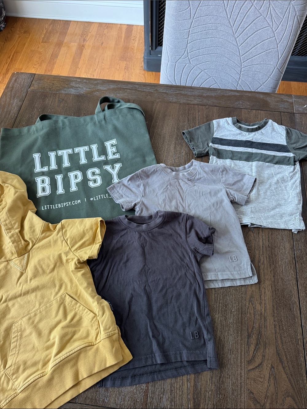 Little Bipsy Kids' Short-Sleeve T-Shirts - Olive Stripe, Mustard, Charcoal, Gray